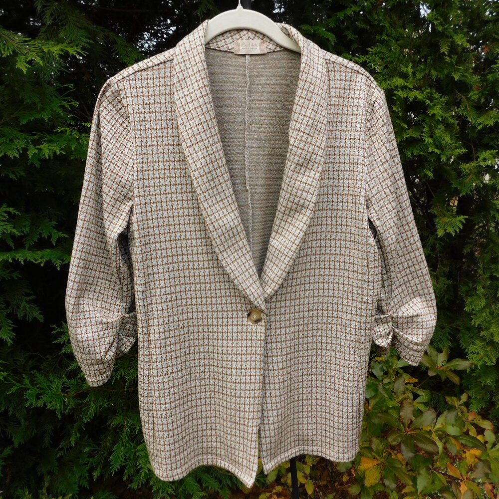 Altar'd State Stretchy Knit One-Button Blazer with Ruched 3/4 Sleeves